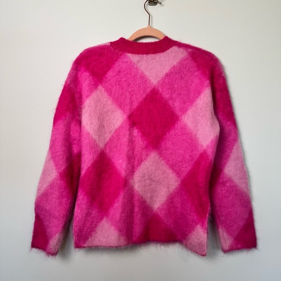 & Other Stories Pink Plaid Mohair Blend Sweater - Picture 8 of 10